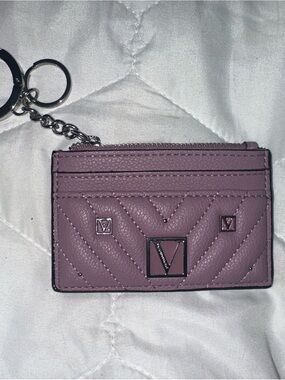 Victoria's Secret Quilted Cardholder Keychain in Mauve Pink